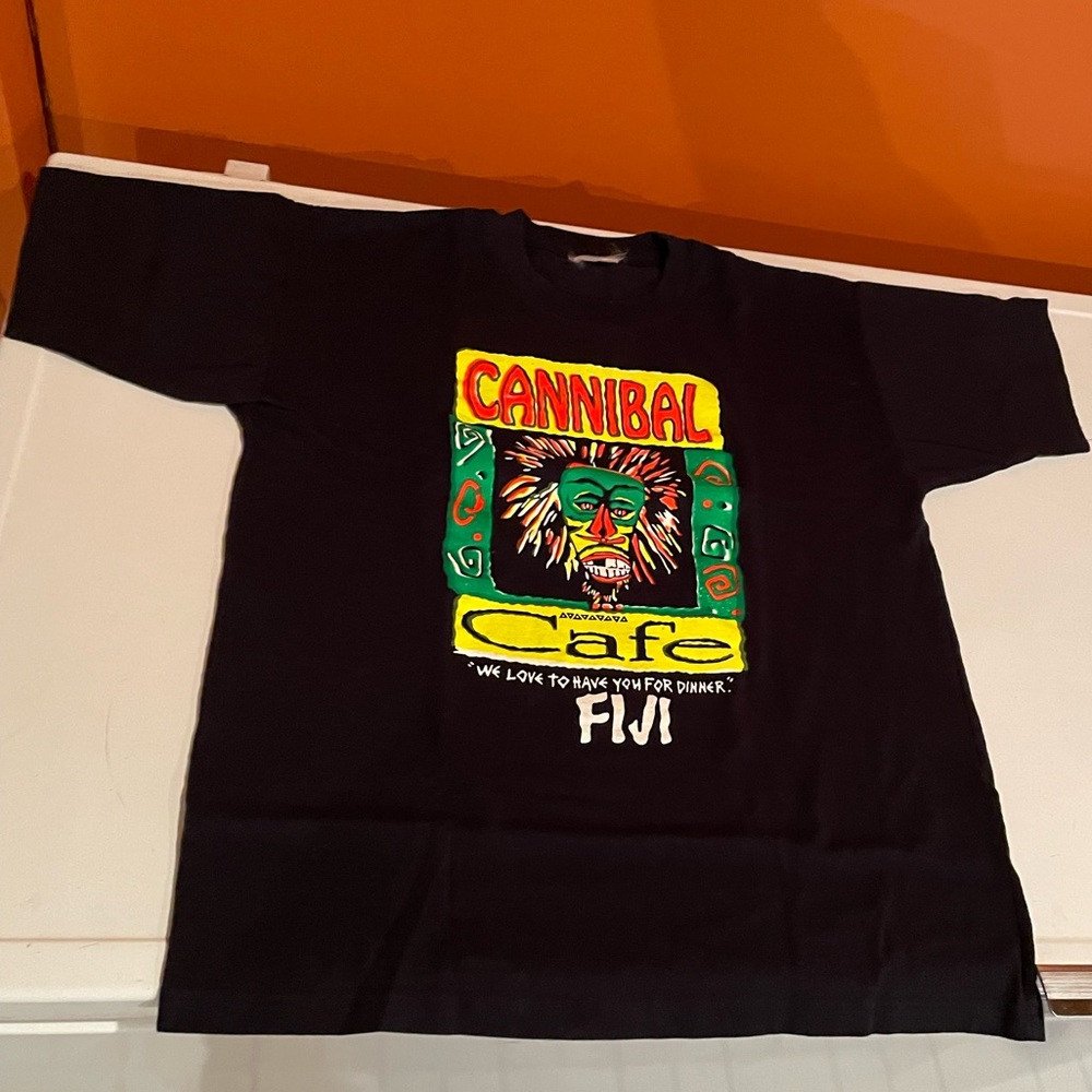 🇫🇯 🥩 Cannibal Cafe We ❤️ To Have You For Dinner Fiji US XL Tee Shirt 🥩 🇫🇯